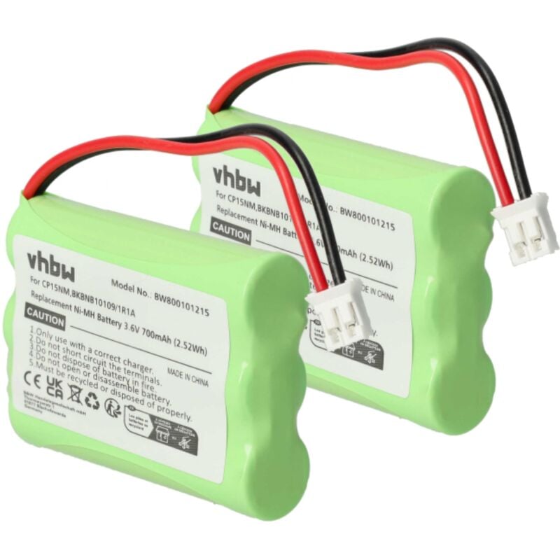 Vhbw - 2x Akku kompatibel mit Alcatel Pro-I schnurlos Festnetz Telefon (700 mAh, 3,6 v, NiMH)