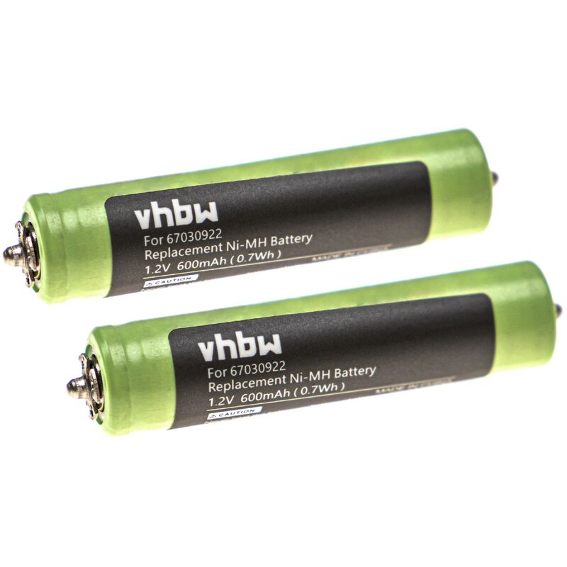 2x Akku kompatibel mit Braun 3010, 3040s, 3050cc, 3080s, 3040, 3020, 3030 Rasierer Haarschneider (600mAh, 1,2V, NiMH) - Vhbw