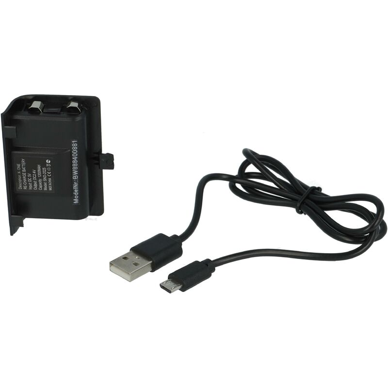 vhbw 2x Akku kompatibel mit Microsoft Xbox One Elite Wireless Controller (1200mAh, NiMH), Schwarz - Inkl. Abdeckung + USB-Ladekabel