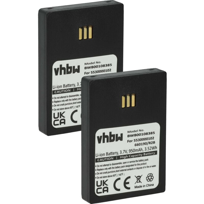 vhbw 2x Akku kompatibel mit Siemens CUC325 schnurlos Festnetz Telefon (950 mAh, 3,7 V, Li-Ion) Schwarz