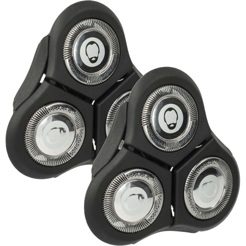 2x Ersatz-Scherköpfe kompatibel mit Philips RQ1180X, RQ1185, RQ1180CC, RQ1187, RQ1180, RQ1190 Elektrorasierer, Schwarz Silber - Vhbw
