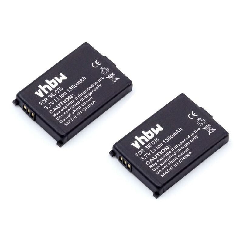 Vhbw - 2x Akku kompatibel mit Siemens Gigaset 4000L Micro, 4010 micro, 4000s micro, 4000 micro schnurlos Festnetz Telefon (1300 mAh, 3,7 v, Li-Ion)