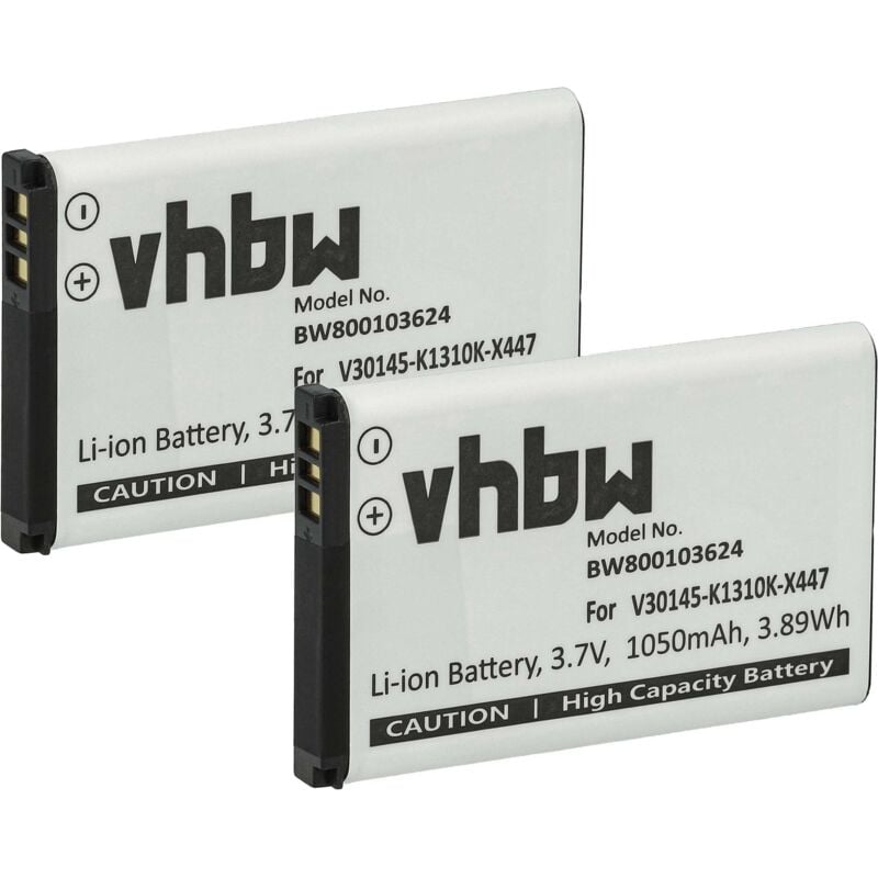 Vhbw - 2x Akku kompatibel mit Siemens Gigaset SL910A, SL910H, SL910 schnurlos Festnetz Telefon (1050 mAh, 3,7 v, Li-Ion)