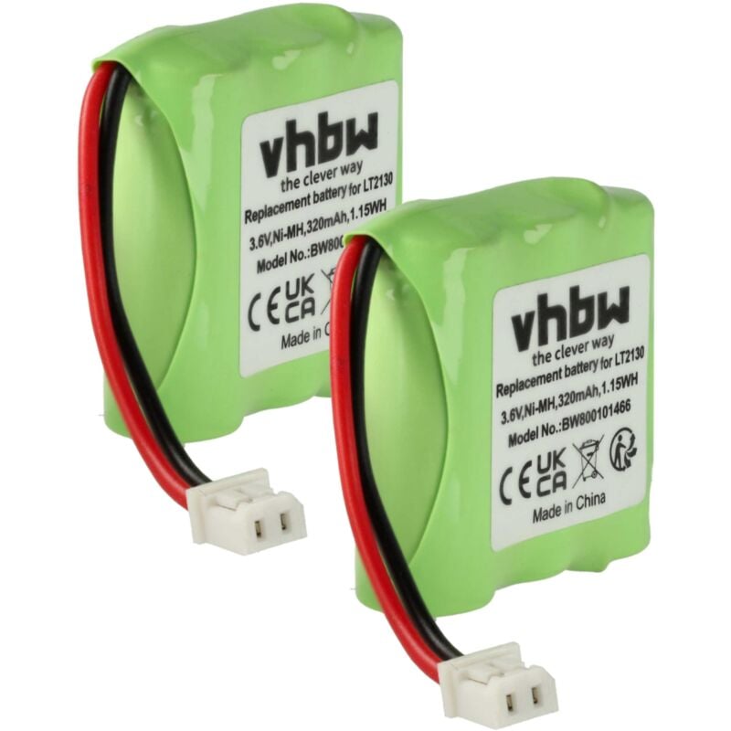 Vhbw - 2x Akku kompatibel mit Loewe Alphatel 3100 schnurlos Festnetz Telefon (320 mAh, 3,6 v, NiMH) Grün