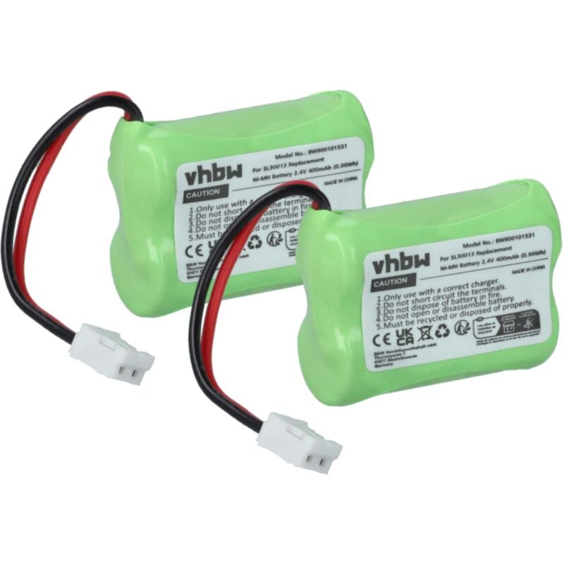 Vhbw - 2x Akku kompatibel mit Audioline dect 7500, 7500 Micro, 7501, 7800, 7800B, 7801 schnurlos Festnetz Telefon (400mAh, 2,4V, NiMH)