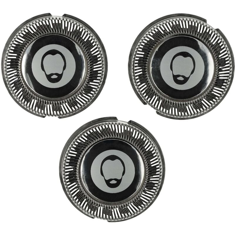 vhbw 3x Ersatz-Scherköpfe kompatibel mit Philips PT720, PT721, PT725, PT726, PT728, PT729, PT737, PT739 Elektrorasierer, Silber