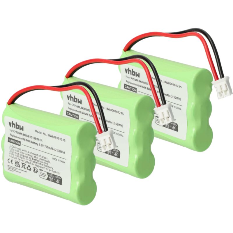 Vhbw - 3x Akku Ersatz für Ericsson TFL3X44AAA900-CB94-01A für schnurlos Festnetz Telefon (700 mAh, 3,6 v, NiMH)