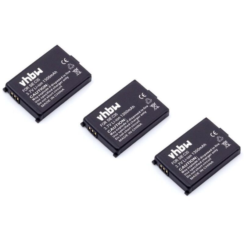 Vhbw - 3x Akku Ersatz für Siemens L36880-N5401-A102, V30145-K1310-X127 für schnurlos Festnetz Telefon (1300 mAh, 3,7 v, Li-Ion)