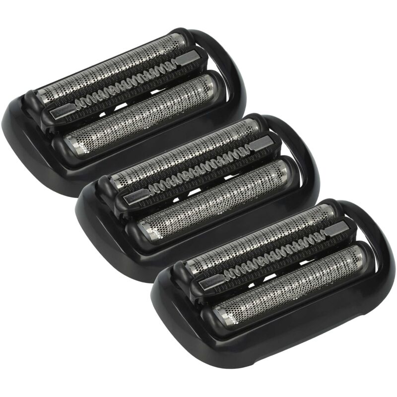 vhbw 3x Ersatz-Scherköpfe kompatibel mit Braun 50-W1500s, 50-W1200s, 50-W1600s, 50-W1000s, 50-R1300s Elektrorasierer, Schwarz Silber
