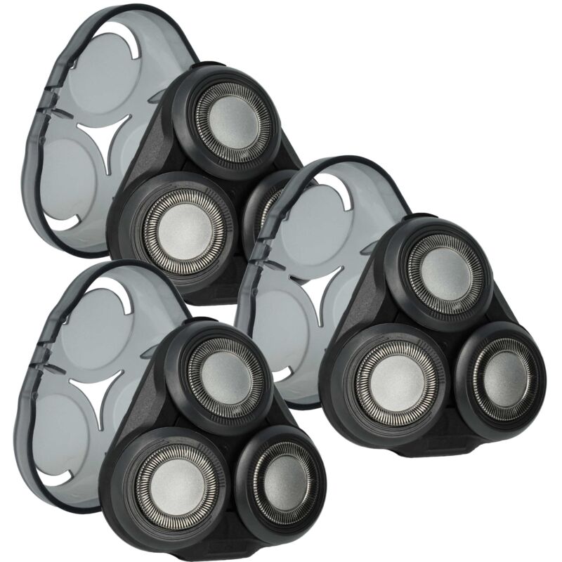 vhbw 3x Ersatz-Scherköpfe kompatibel mit Philips S5335, S5355, S5340, S5351, S5370, S5380, S5390, S5271, S5290 Elektrorasierer, Schwarz