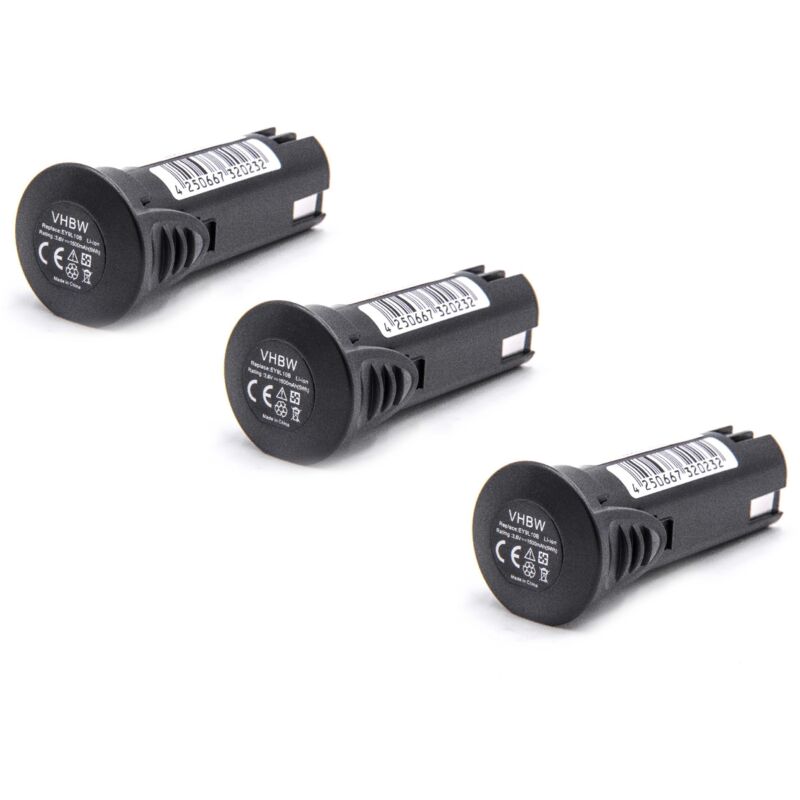Vhbw - 3x Akku kompatibel mit Panasonic EY3610 LA1J, EY7410LA1C, EY7410LA2S, EY3610, EY6220NQ Elektrowerkzeug (1500 mAh, Li-Ion, 3,6 v)