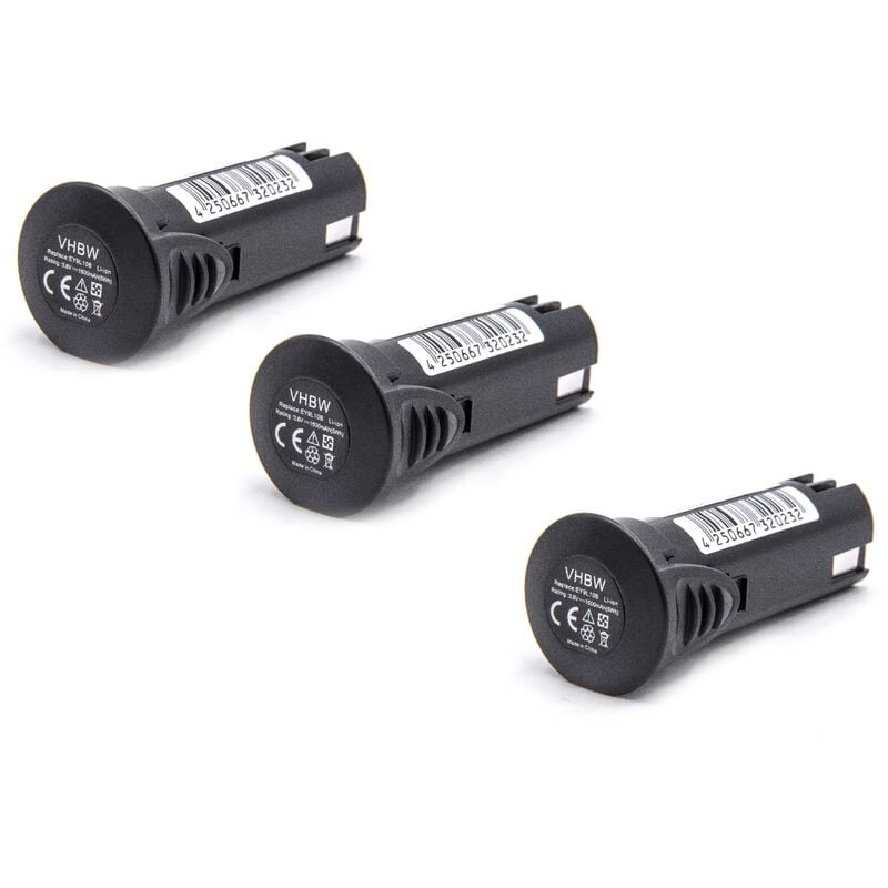 Vhbw - 3x Akku kompatibel mit Panasonic EZ7410, EZ7410LA1J, EZ7410LA1S, EY7411LA1C, EY7411LA1S Elektrowerkzeug (1500 mAh, Li-Ion, 3,6 v)