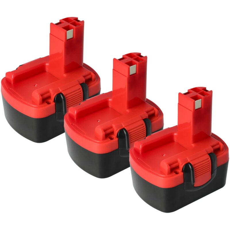 Vhbw - 3x Akku kompatibel mit Bosch psr 140, psr 14.4/N, psr 14.4VE-2(/B), psr 14.4, psr 14.4-2 Werkzeug (1500 mAh, NiMH, 14,4 v)