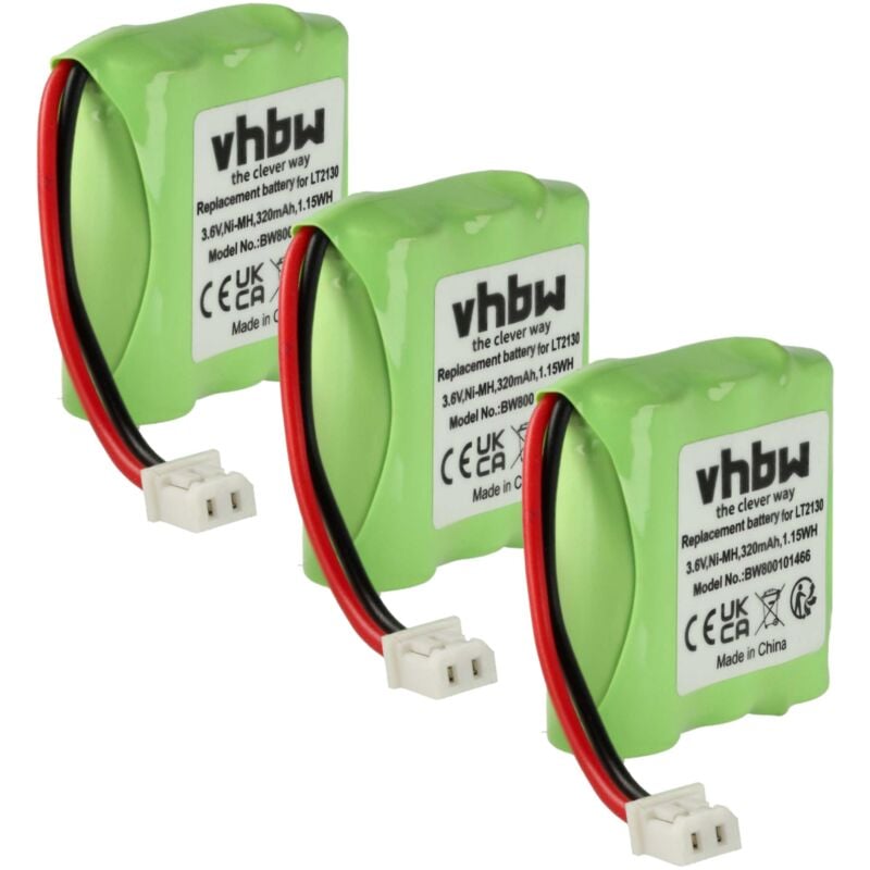 Vhbw - 3x Akku kompatibel mit Sagem D10T, D15T schnurlos Festnetz Telefon (320mAh, 3,6V, NiMH)