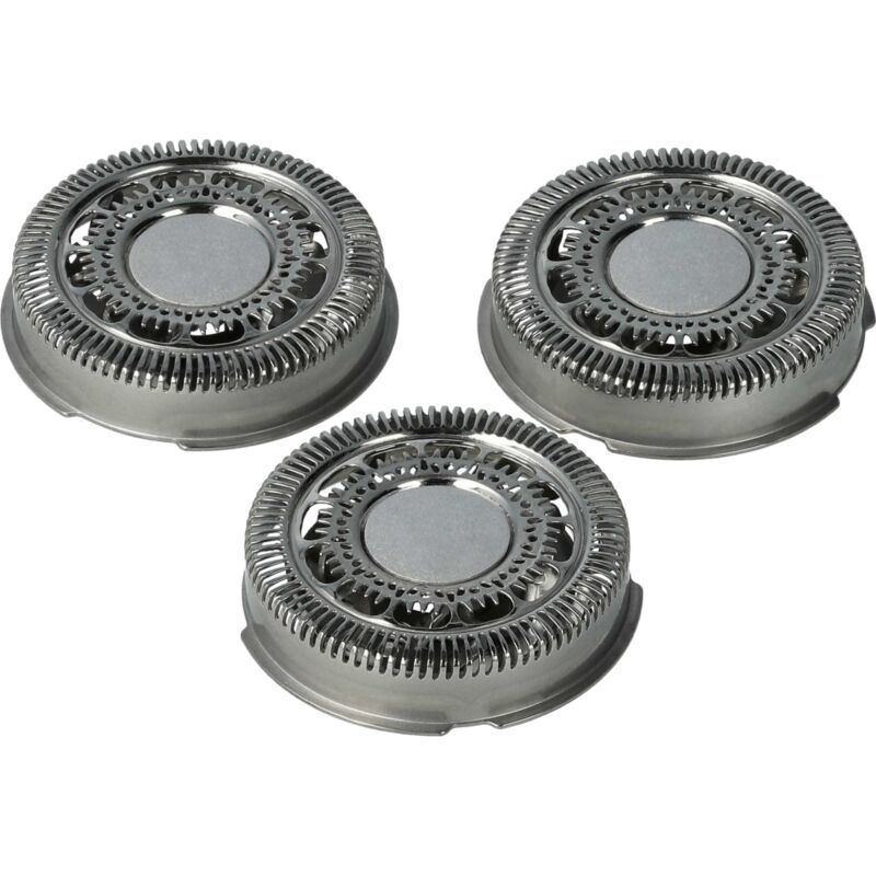 Vhbw - 3x Ersatz-Scherköpfe kompatibel mit Philips S7510, S7520, S7530, S7550, S7000, S7310, S7320, S7370 Elektrorasierer, Silber