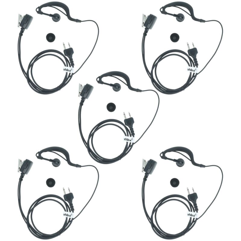 vhbw 5 x Headset kompatibel mit Alan Midland GXT-1000, G9, G8, G5 XT, G7, G6, GXT-300, GXT-1050, GXT-325 Funkgerät - schwarz