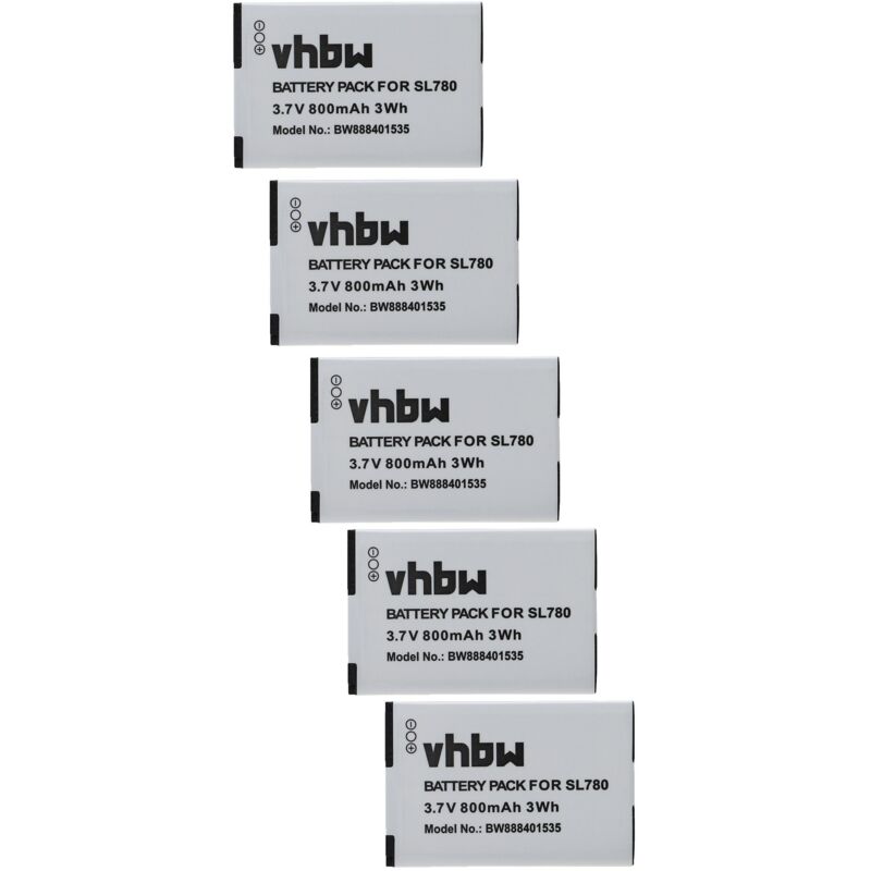Vhbw - 5x Akku kompatibel mit Unify OpenStage SL6, SL400, SL450 schnurlos Festnetz Telefon (800 mAh, 3,7 v, Li-Ion)