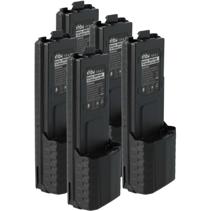 Vhbw - 5x Akku kompatibel mit Pofung UV-5RE, UV-5RA, UV-5R Funkgerät, Walkie Talkie (3800 mAh, 7,4 v, Li-Ion)