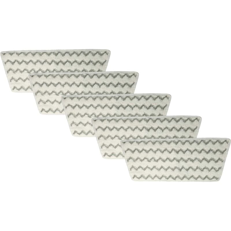 vhbw 5x Wischbezug kompatibel mit Vileda Steam XXL Dampfreiniger, Dampfmop - Mikrofaser Grau Weiß