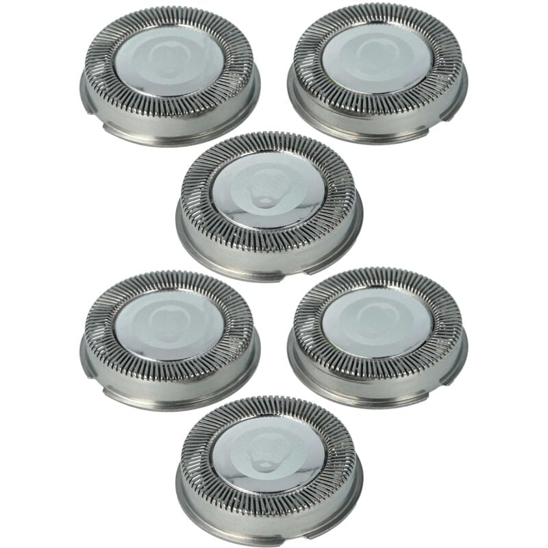 Vhbw - 6x Ersatz-Scherköpfe kompatibel mit Philips HS550, HS555, HS655, hs 355B, HS536, HS540, HS355A, HS360, HS545 Elektrorasierer, Silber