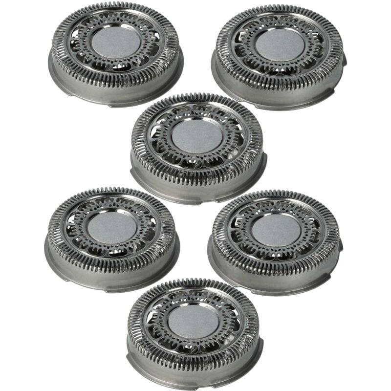 6x Ersatz-Scherköpfe kompatibel mit Philips S7510, S7520, S7530, S7550, S7000, S7310, S7320, S7370 Elektrorasierer, Silber - Ersatz für SH70,
