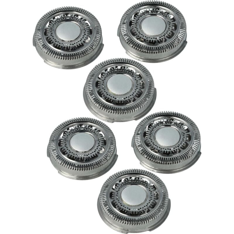 6x Ersatz-Scherköpfe kompatibel mit Philips S9511, S9521, S9700, S9151, S9161, S9171, S9311, S9371 Elektrorasierer, Silber - Vhbw