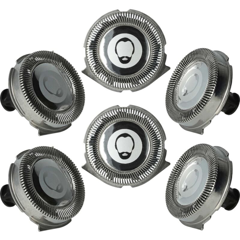 6x Scherköpfe Ersatz für Philips RQ32, RQ11 für Elektrorasierer, Silber - Vhbw