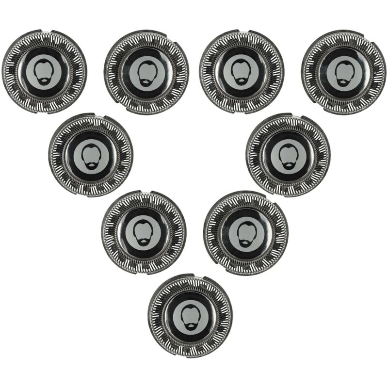 vhbw 9x Ersatz-Scherköpfe kompatibel mit Philips HQ6070, HQ6071, HQ7140, HQ5715, HQ6073, HQ7120, HQ7110 Elektrorasierer, Silber