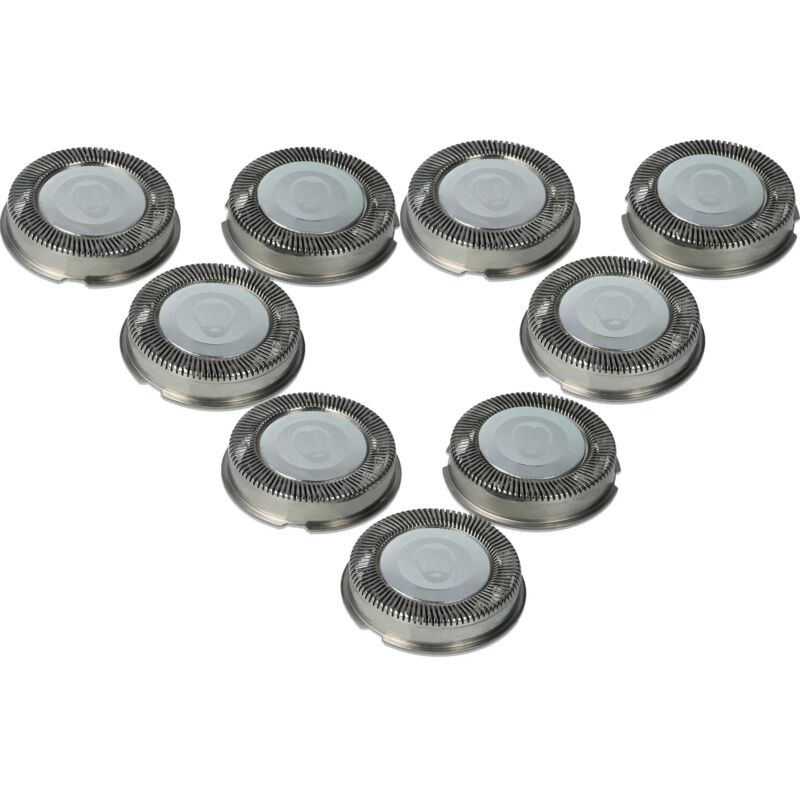 vhbw 9x Scherköpfe Ersatz für Philips HP1915L, HQ3 für Elektrorasierer, Silber