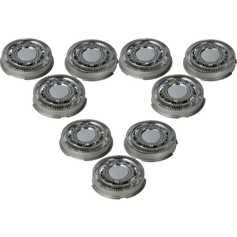 vhbw 9x Scherköpfe Ersatz für Philips SH70/50, SH70/60, SH70, SH71, SH71/50 für Elektrorasierer, Silber
