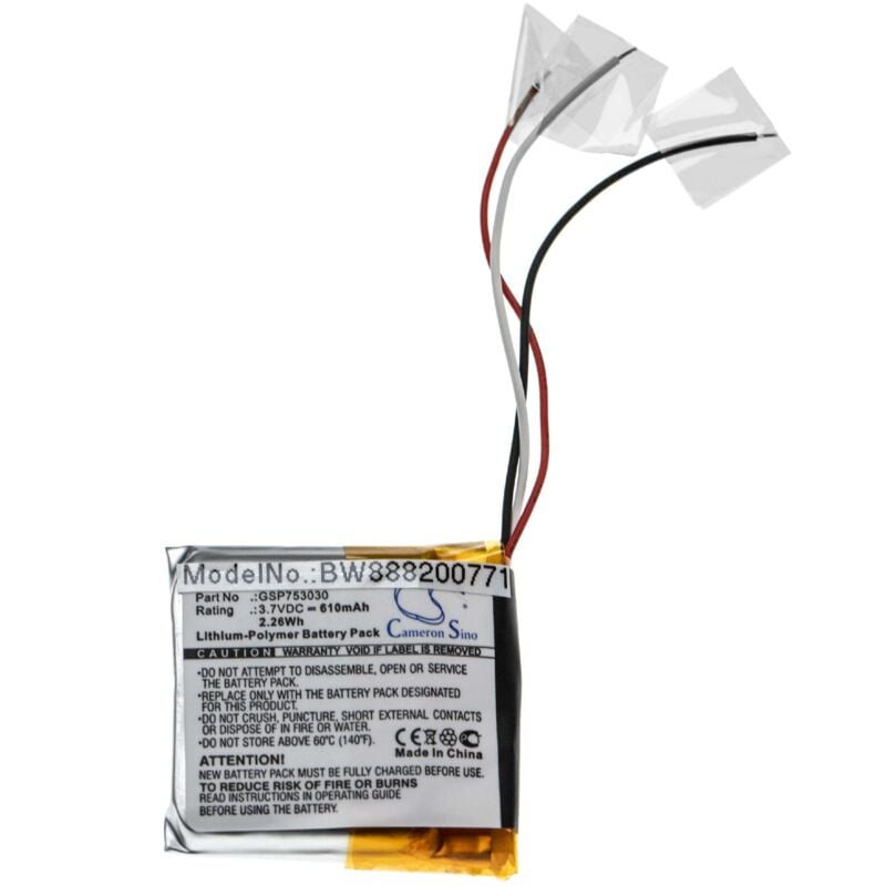 Vhbw - Akku Ersatz für jbl 633331, GSP753030 für Wireless Headset Kopfhörer (610mAh, 3,7V, Li-Polymer)