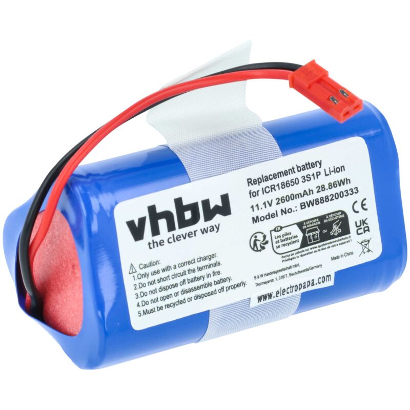 Vhbw - Akku Ersatz für Medion ICP186500-15F-M-3S1P-S für Home Cleaner Heimroboter (2600mAh, 10,8V, Li-Ion)
