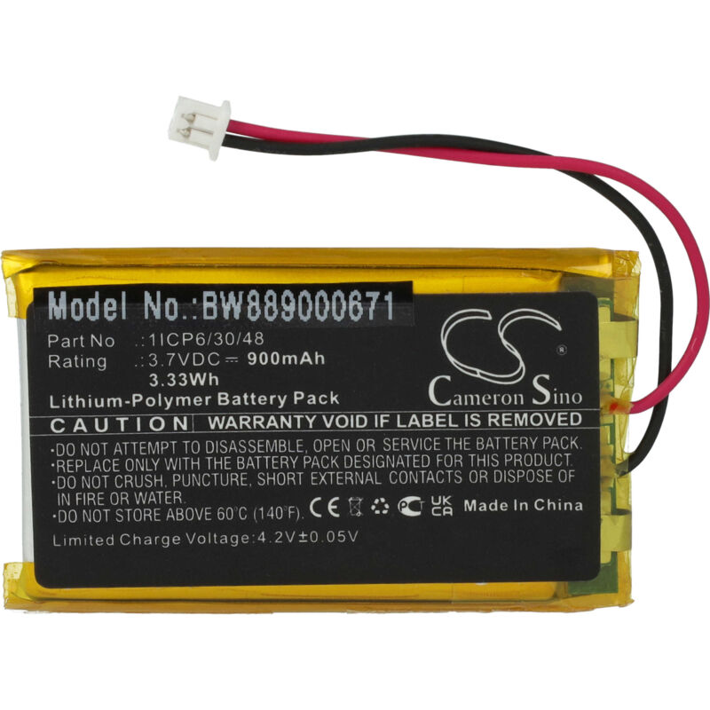 Vhbw - Akku Ersatz für Sanitas 1ICP6/30/48 für Babyphone Babytalker (900mAh, 3,7V, Li-Polymer)