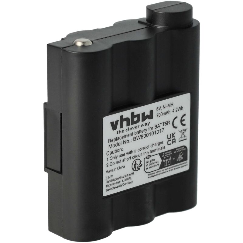 Vhbw - 1x Akku Ersatz für Alan / Midland BATT5R, PB-ATL/G7 für Funkgerät, Walkie Talkie (700 mAh, 6 v, NiMH)