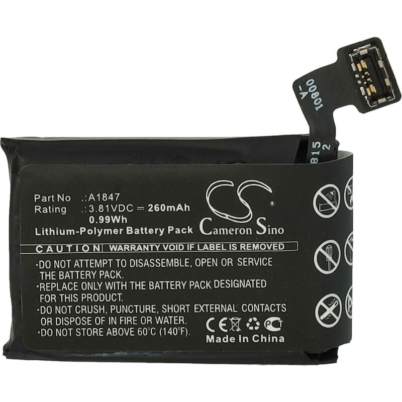 Vhbw - Akku Ersatz für Apple A1847 für Smartwatch Uhr Fitnessarmband (260mAh, 3,81V, Li-Polymer) + Werkzeug-Set