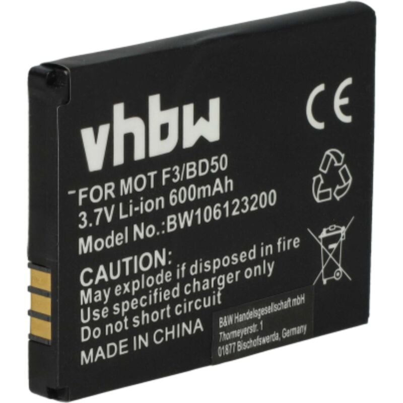 Vhbw - Akku kompatibel mit avm FritzFon mt-f 2000, mt-f 2446 schnurlos Festnetz Telefon (600mAh, 3,7V, Li-Ion)