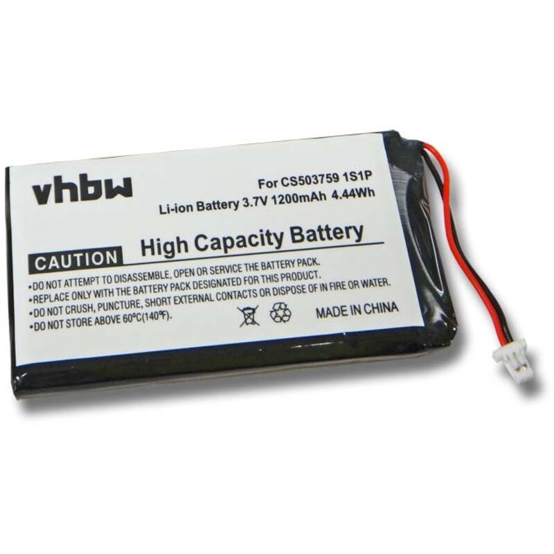 Vhbw - Akku Ersatz für CS503759 1S1P für gps Navigation Navi (1200 mAh, 3,7 v, Li-Polymer)