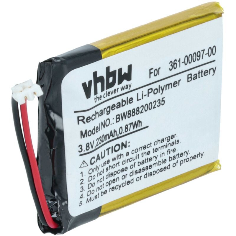 Vhbw - Akku Ersatz für Garmin 361-00097-00 für Smartwatch Uhr Fitnessarmband (230 mAh, 3,7 v, Li-Polymer)