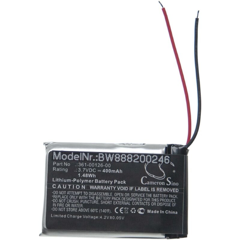 Vhbw - Akku Ersatz für Garmin 361-00126-00 für Smartwatch Uhr Fitnessarmband (400mAh, 3,7V, Li-Polymer)