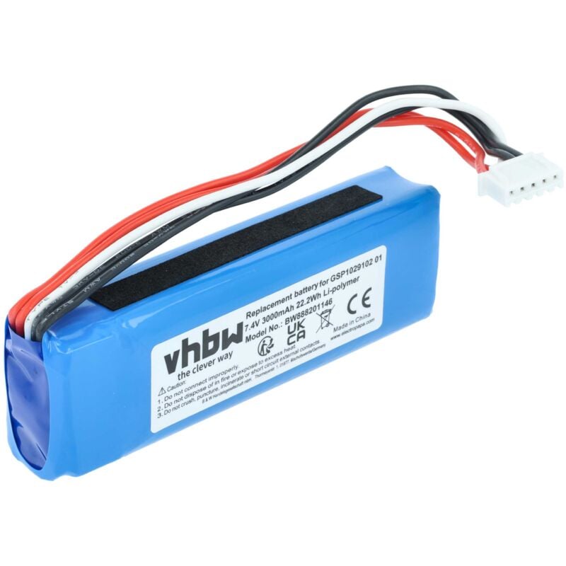 Vhbw - Akku Ersatz für Harman / Kardon CP-HK06, GSP1029102 01 für Lautsprecher Boxen Speaker (3000mAh, 7,4V, Li-Polymer)