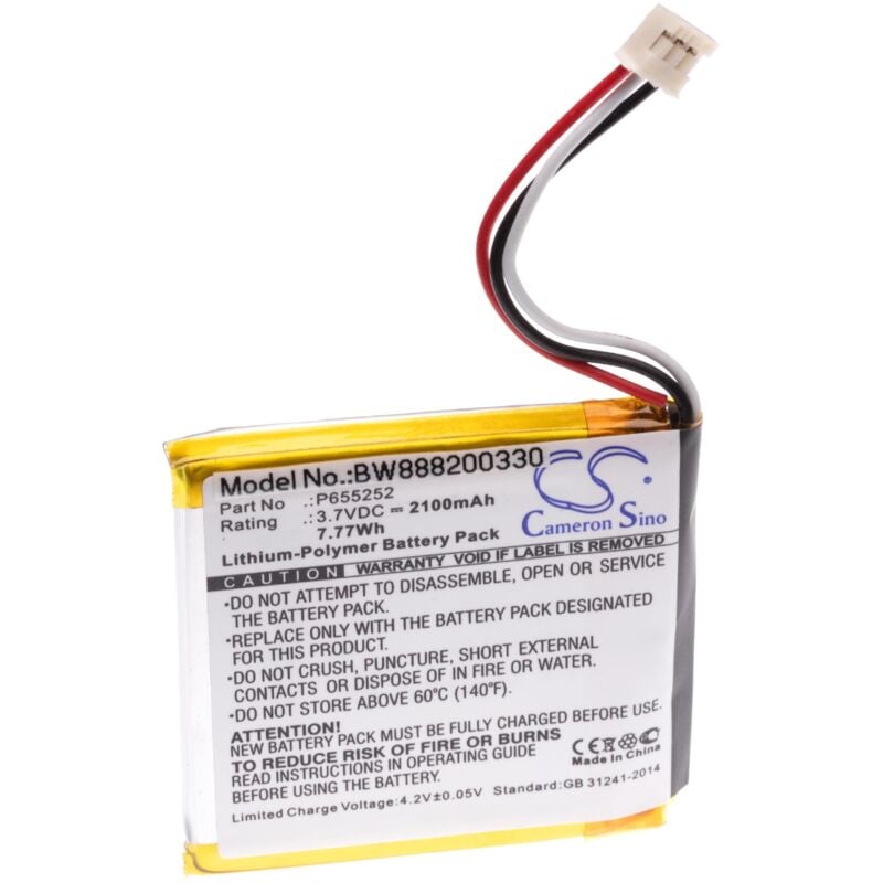 Vhbw - Akku Ersatz für Harman Kardon P655252 für Lautsprecher Boxen Speaker (2100mAh, 3,7V, Li-Polymer)