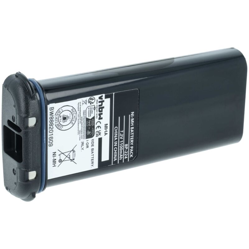 Vhbw - Akku Ersatz für Icom BP-224, BP-224H für Funkgerät, Walkie Talkie (1100 mAh, 7,2 v, NiMH)