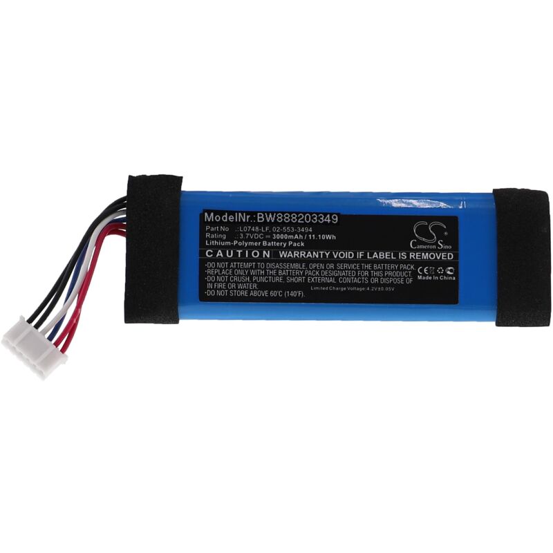 Vhbw - Akku Ersatz für jbl 02-553-3494, GSP872693, L0748-LF für Lautsprecher Boxen Speaker (3000mAh, 3,7V, Li-Polymer)