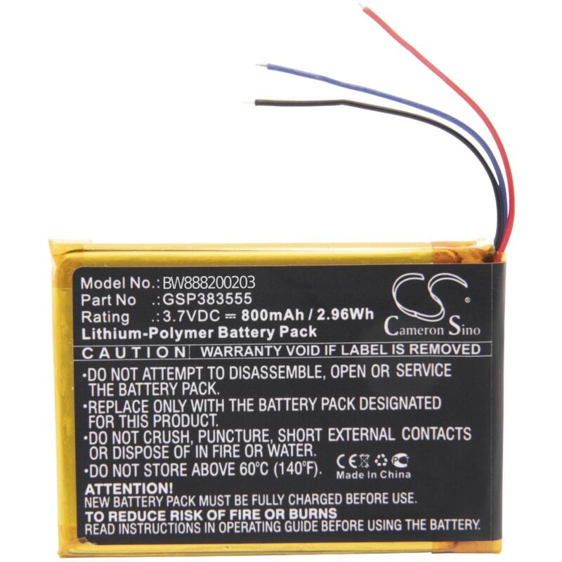 Vhbw - Akku Ersatz für jbl GSP383555 für Lautsprecher Boxen Speaker (800mAh, 3,7V, Li-Polymer)