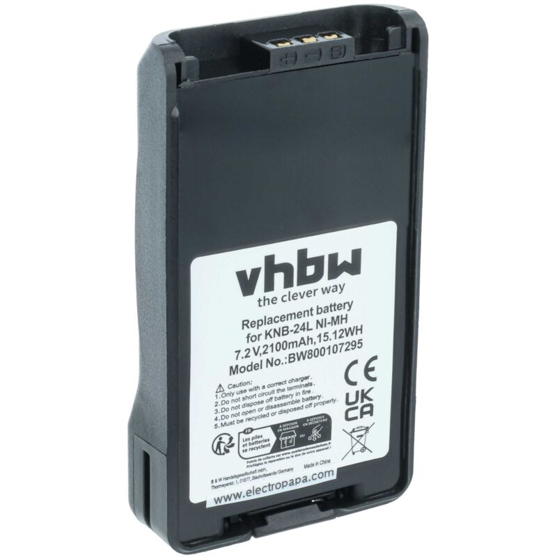 Vhbw - Akku Ersatz für Kenwood KNB-24, KNB-24LX, KNB-24Li, KNB-25, KNB-25L, KNB-25N, KNB-26A für Funkgerät, Walkie Talkie (2100mAh, 7,2V, NiMH)