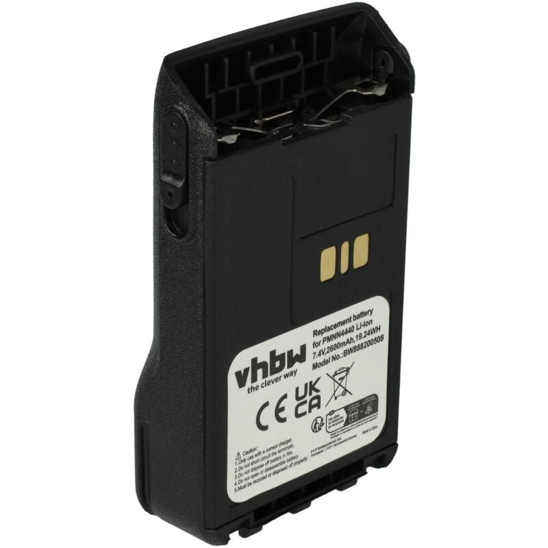 Vhbw - Akku Ersatz für Motorola PMNN4440, PMNN4502A, PMNN4440AR für Funkgerät, Walkie Talkie (2600 mAh, 7,4 v, Li-Ion)