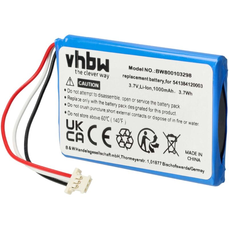 Vhbw - Akku Ersatz für Navigon 5411384120002, 541384120003, GTC3601101PO39120 für gps Navigation Navi (1000mAh, 3,7V, Li-Ion)
