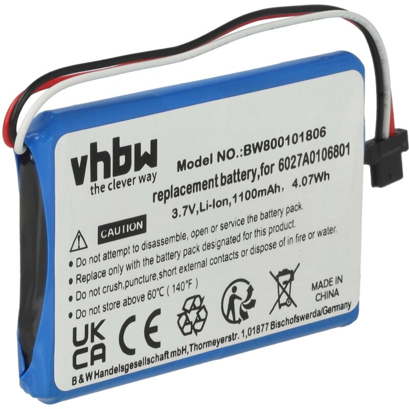 Vhbw - 1x Akku Ersatz für TomTom 6027A0106801 für gps Navigation Navi (1100 mAh, 3,7 v, Li-Ion)