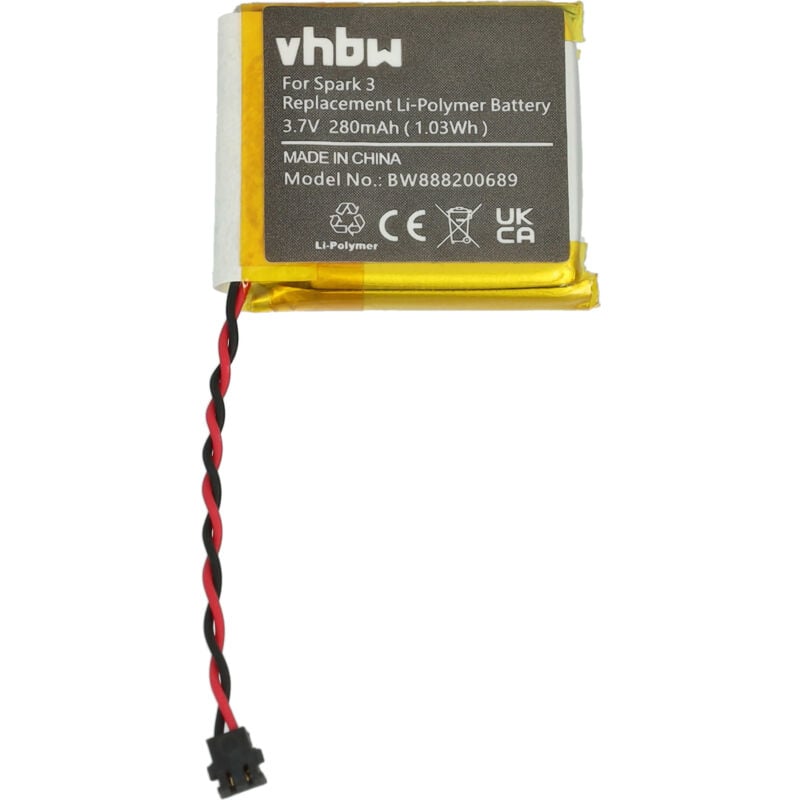 Vhbw - Akku Ersatz für TomTom AHB332824HPS für Smartwatch Uhr Fitnessarmband (280mAh, 3,7V, Li-Polymer) + Werkzeug-Set