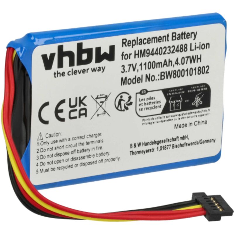 Vhbw - Akku Ersatz für TomTom P11P11-43-S01 für gps Navigation Navi (1100 mAh, 3,7 v, Li-Ion)